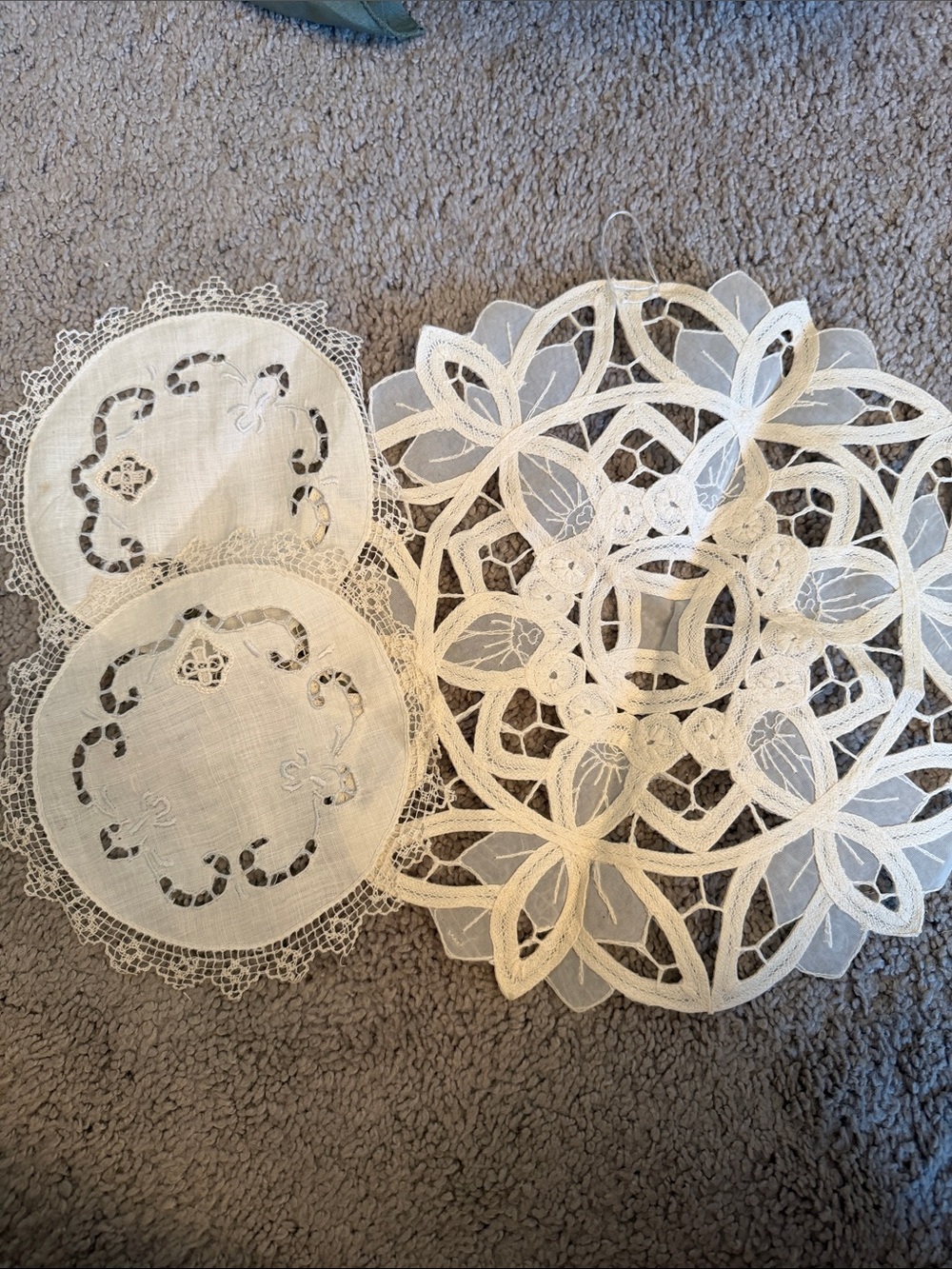 Vintage Ivory Lace Doilies Decorative Table Accents